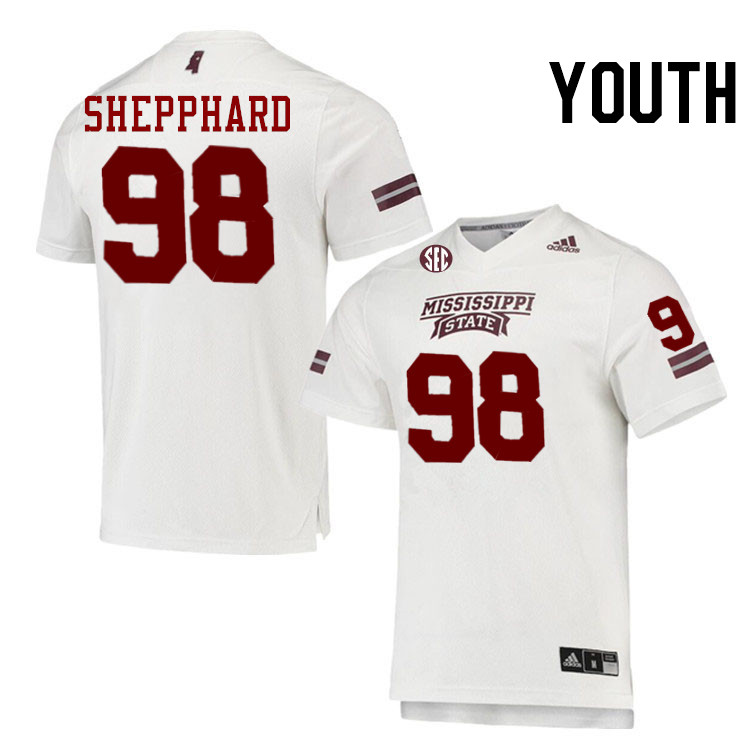 Youth #98 Ashun Shepphard Mississippi State Bulldogs College Football Jerseys Stitched-White